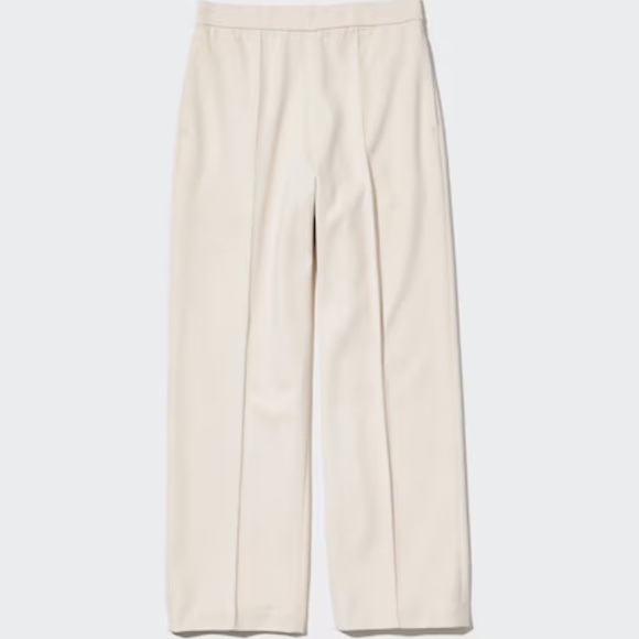 Nwot Uniqlo Jersey EASY WIDE STRAIGHT PANTS Stitching Beige Size XL - Picture 1 of 11